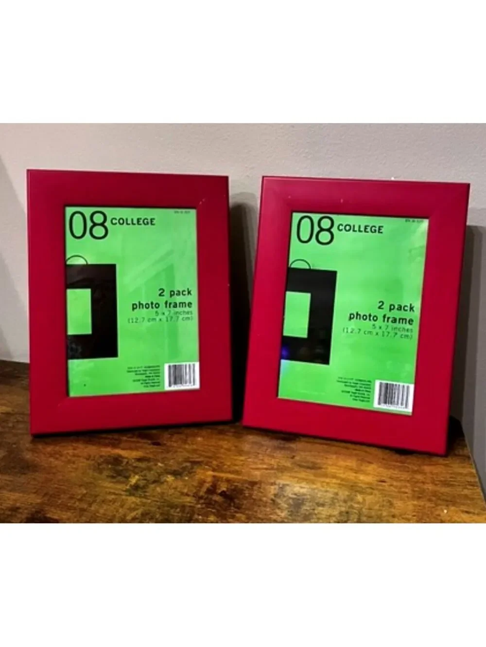 08 College Red Photo Frames 2 Pack 5x7 Inches Bright Wall Tabletop Decor